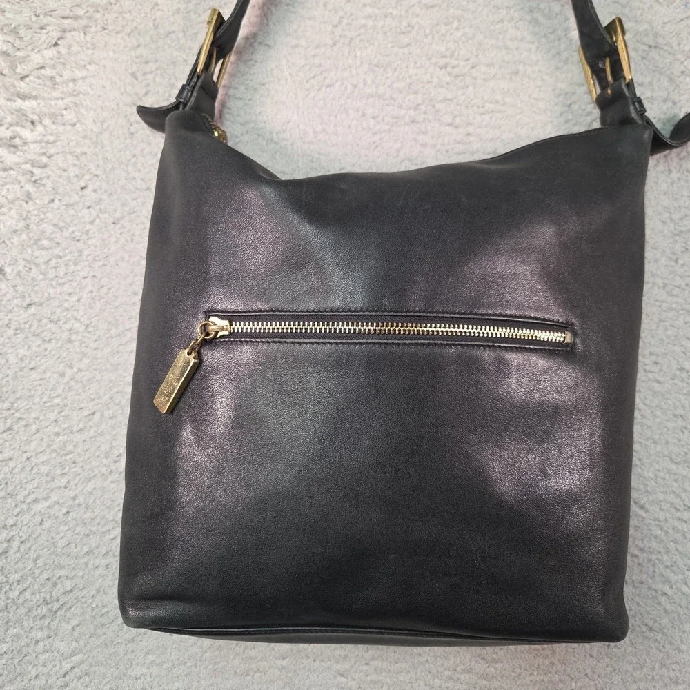 Vtg Ralph Lauren Purse Black Leather Hobo Shoulder Bag 90s Quiet Luxury Minimal
